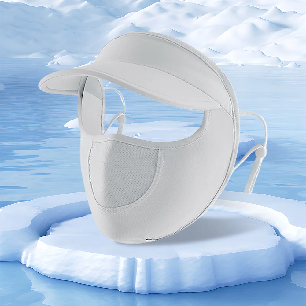 Women Ice Silk Sun Mask Adjustable UV Protection Face Cover Outdoor Sun Hat Sun Protection Hat for Outdoor Sports