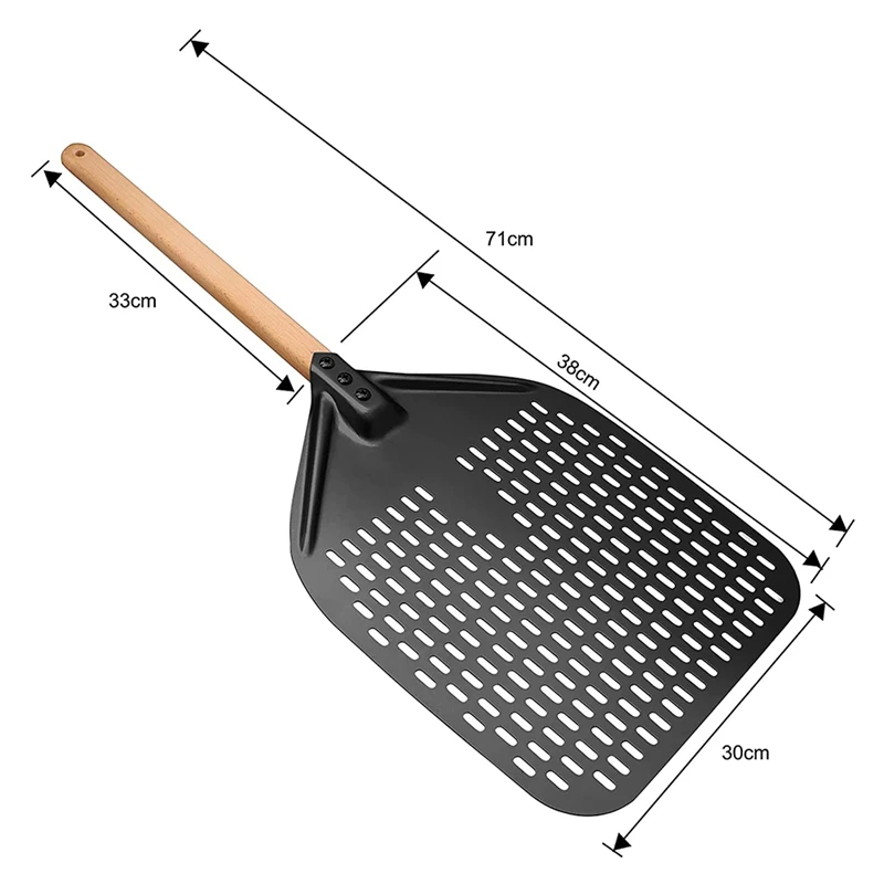 New Pizza Peel,Perforated Pizza Shovel,Rectangular Pizza Turning Spatula With Detachable,For 12-Inch Pizza And Bread Lovers