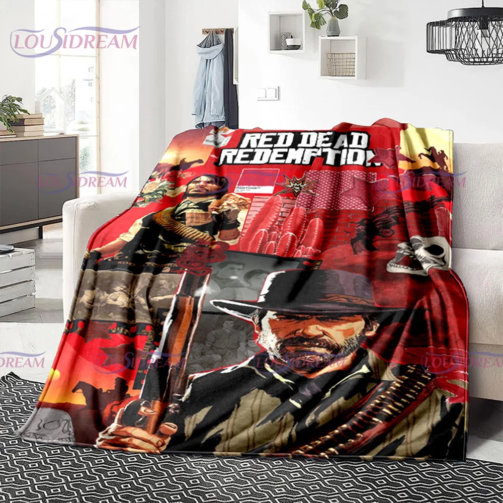 Game Red Dead Redemption Series Blanket John Marston Blanket Flannel Decoration Home Bedspread Cowboy Characters Blanket