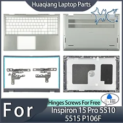 Carcasa de aluminio para Inspiron 15 Pro 5510 5515 P106F, cubierta trasera de pantalla/bisel frontal/base/Reparación de bisagras inferiores de 15,6 pulgadas