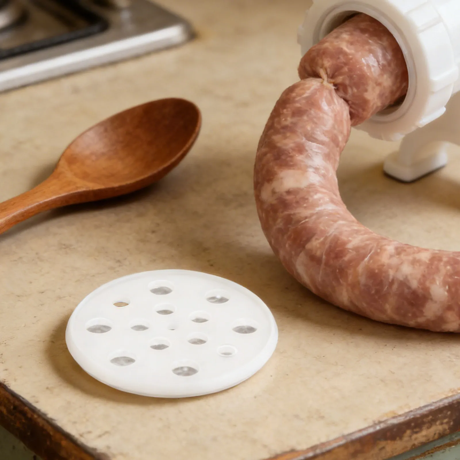 Sausage Stuffer Silicone Mat 4.33in Round Non Slip Base Suction Cup Pad Kitchen Countertop Protector Anti Vibration Meat