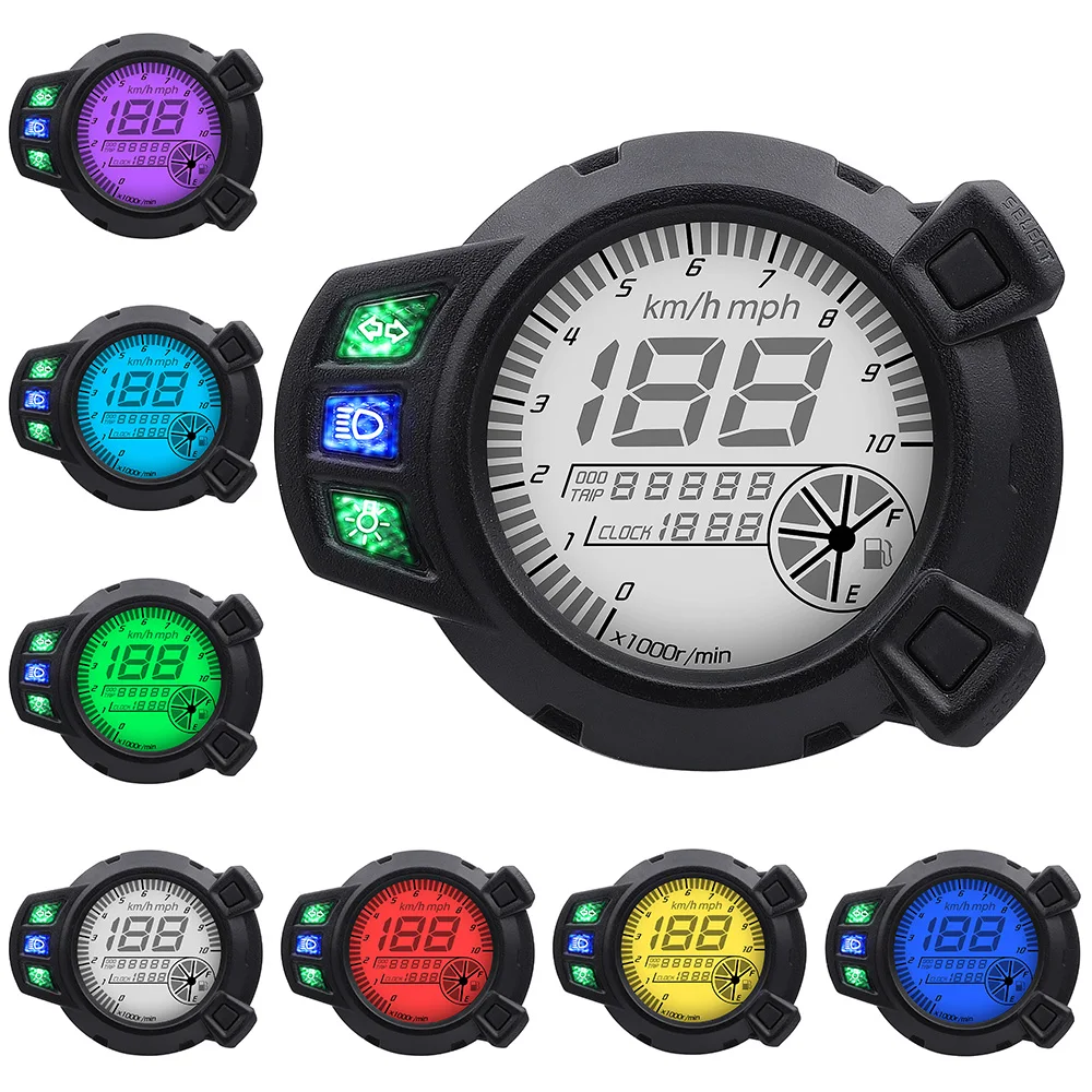 Waterproof LCD Digital Tachometer Motorcycle Tachometer Gauge Odometer for Yamaha BWS125 DC 12V