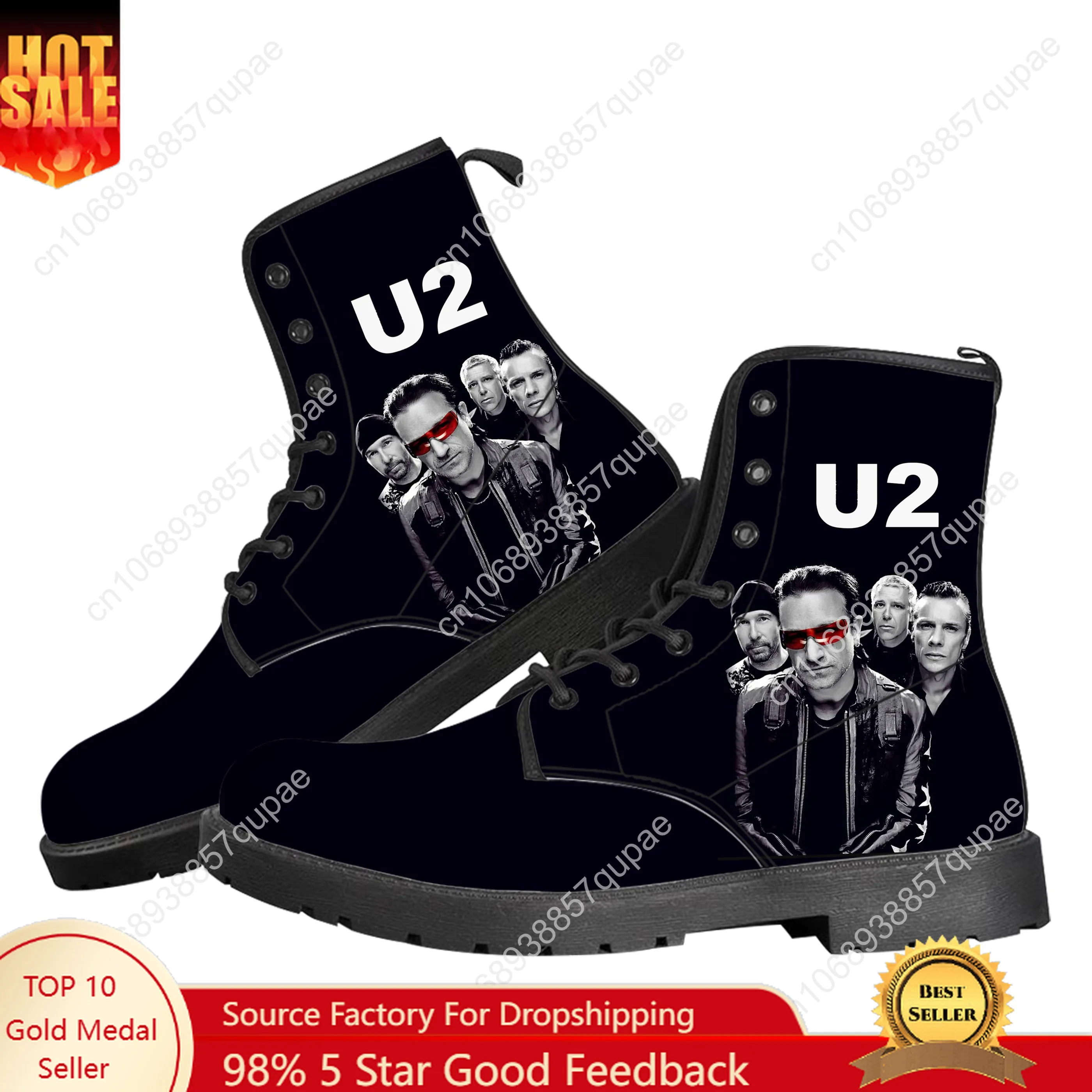 

U2 Music Rock Band Casual Boots Mens Womens Teenager Shoes Fashion 3D Boot Outdoor High Quality Couple Customize Made Shoe