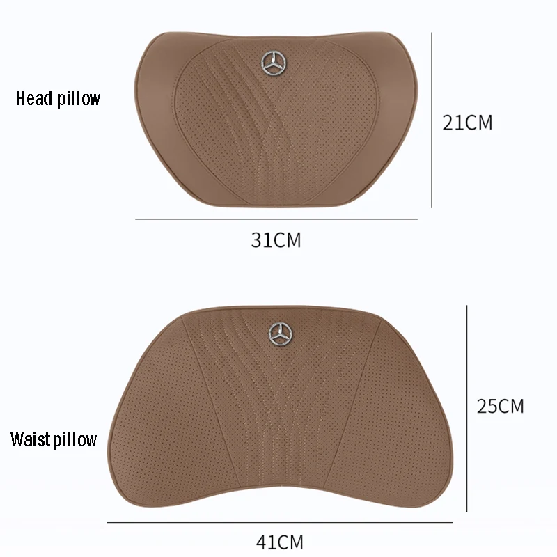 High-end Genuine leather Car Headrest Neck Pillow For Mercedes Benz W205 W204 W203 W212 GLC CLA AMG C180 C200 C300 C63 Coupe C43