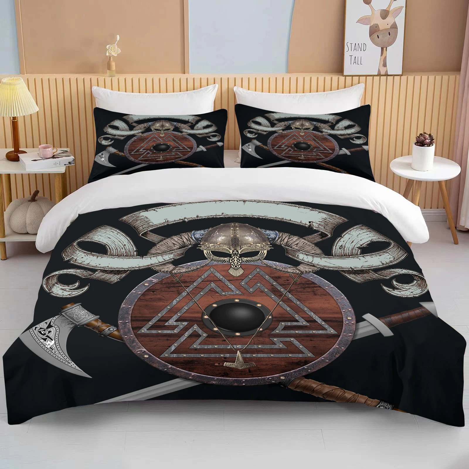 10 sizes Cartoon Viking Bedding Set Anime Characters Duvet Cover Set 3D Quilt Bed Set Queen King Size Kids Boys Home Textile