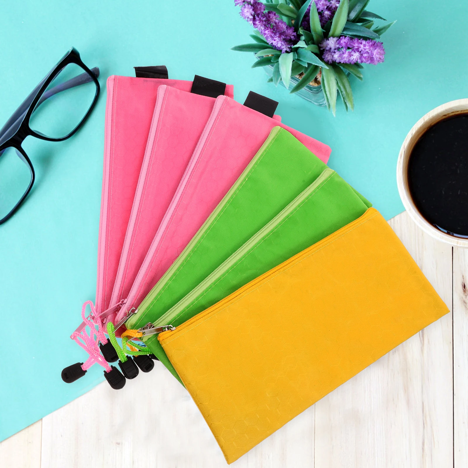 

6Pcs Waterproof Stationery Bag Oxford Cloth Zipper Portable File Pencil Case School Office Organizer Stationery Bag