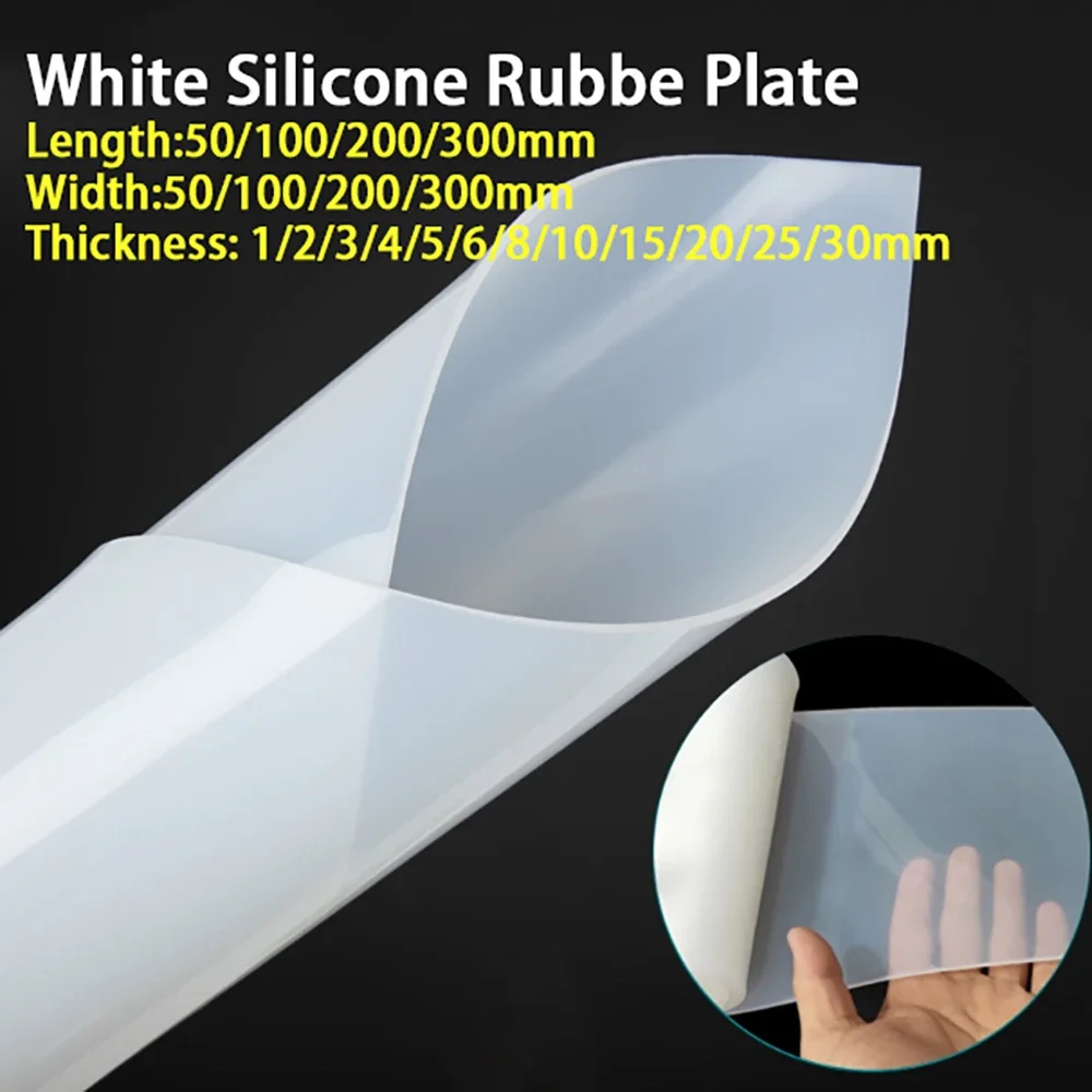 Food-grade Gasket50x50mm 100x100mm 200x200mm 300x300mm White Silicone Rubber Sheet Shock-Absorb Anti Slip Rubber Seal Processing