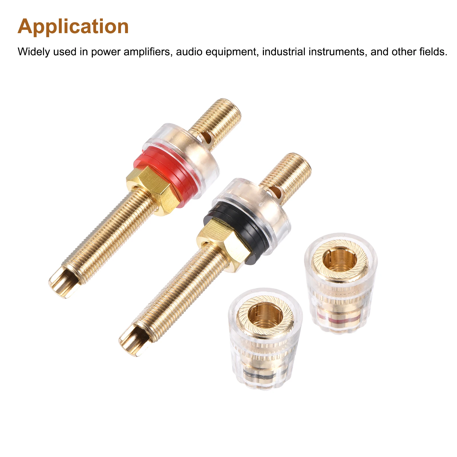 Poste de encuadernación chapado en oro, conector Banana de 4 piezas, amplificador, Terminal de altavoz, negro y rojo
