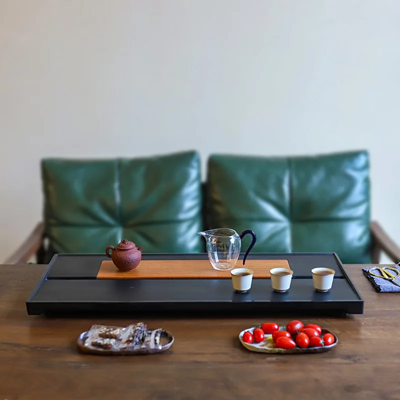High-end bakelite tea tray natural whole drainage Wujinshi tea table living room home