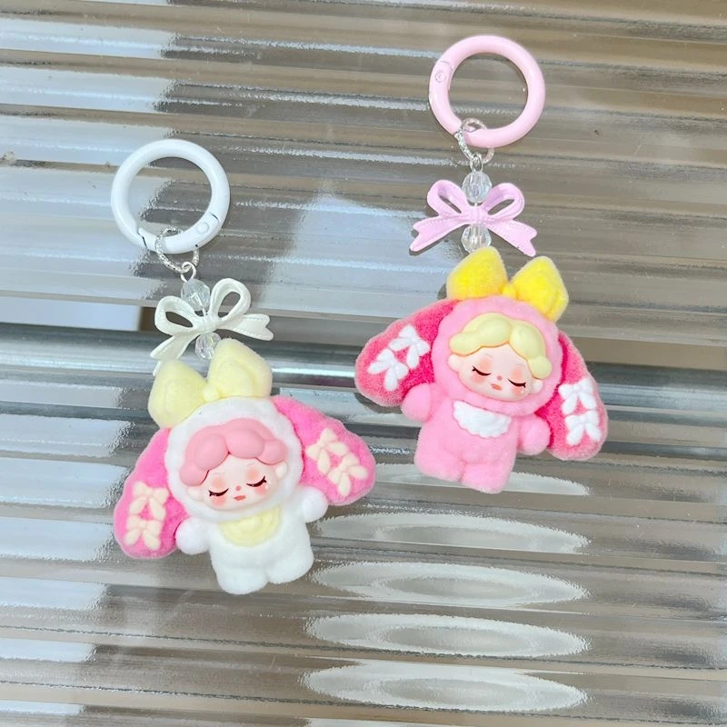 Mini Baby Three Flocking Keychain Trendy Doll Figures Key Chain