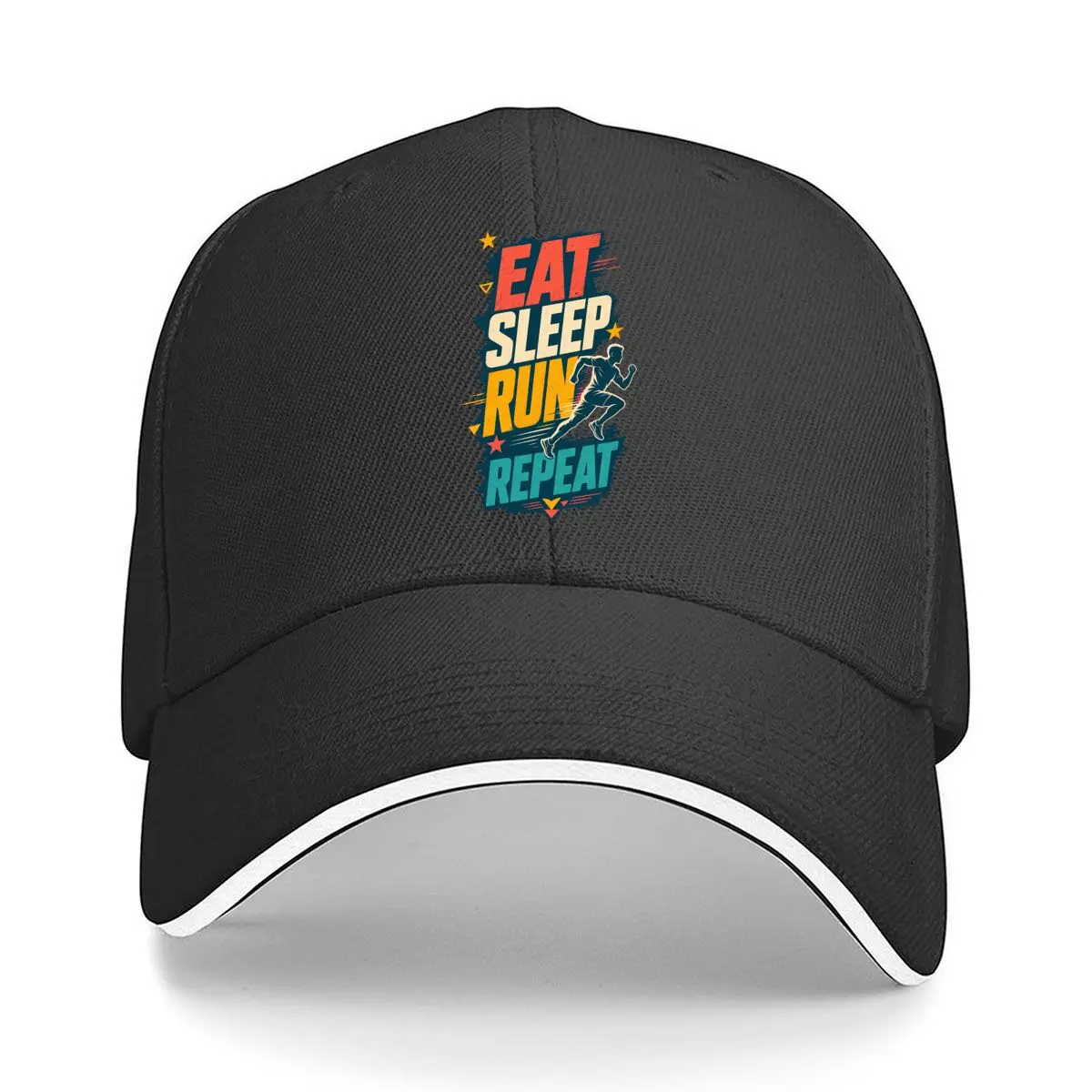 Бейсбольная кепка с графическим рисунком в стиле ретро Eat Sleep Run Repeat, кепка для занятий спортом на открытом воздухе
