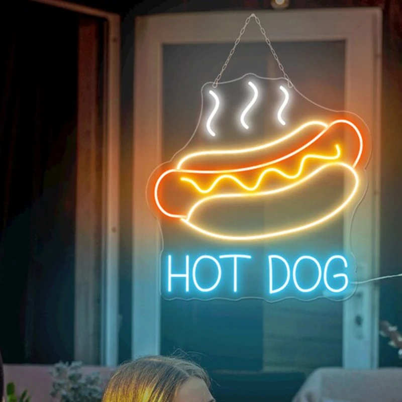 Imagem -03 - Handmade Led Neon Sign para Decoração Hot Dog Stand Decor Vintage Neon Signs Restaurante Wall Art Jantar Bar Decoração