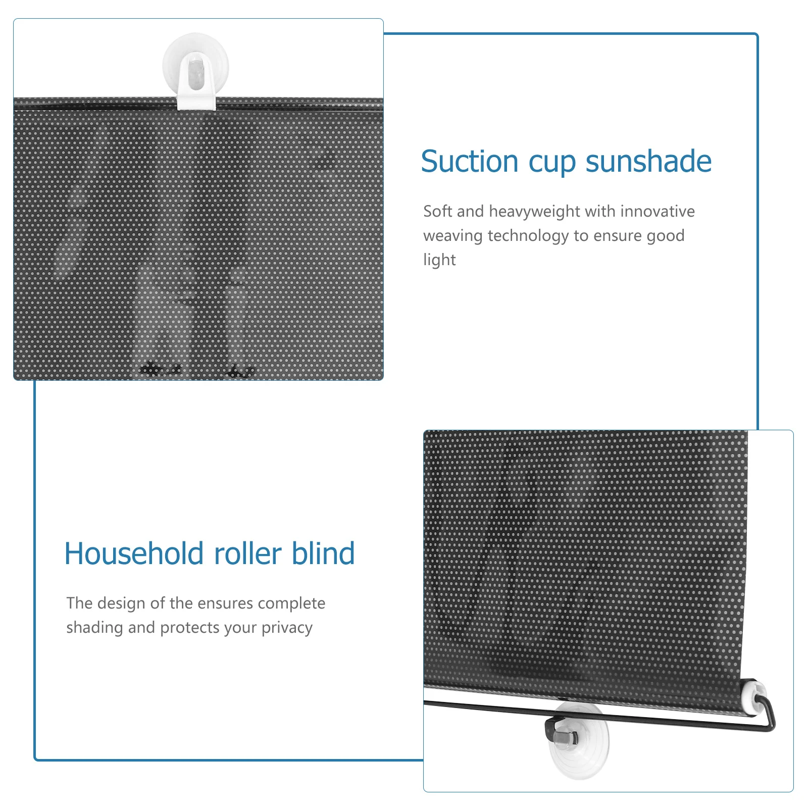 

Suction Cup Sunshade Curtains Black Mesh Dot Punch-Free Balcony Window Blinds Portable Shade Roller Blind For Office