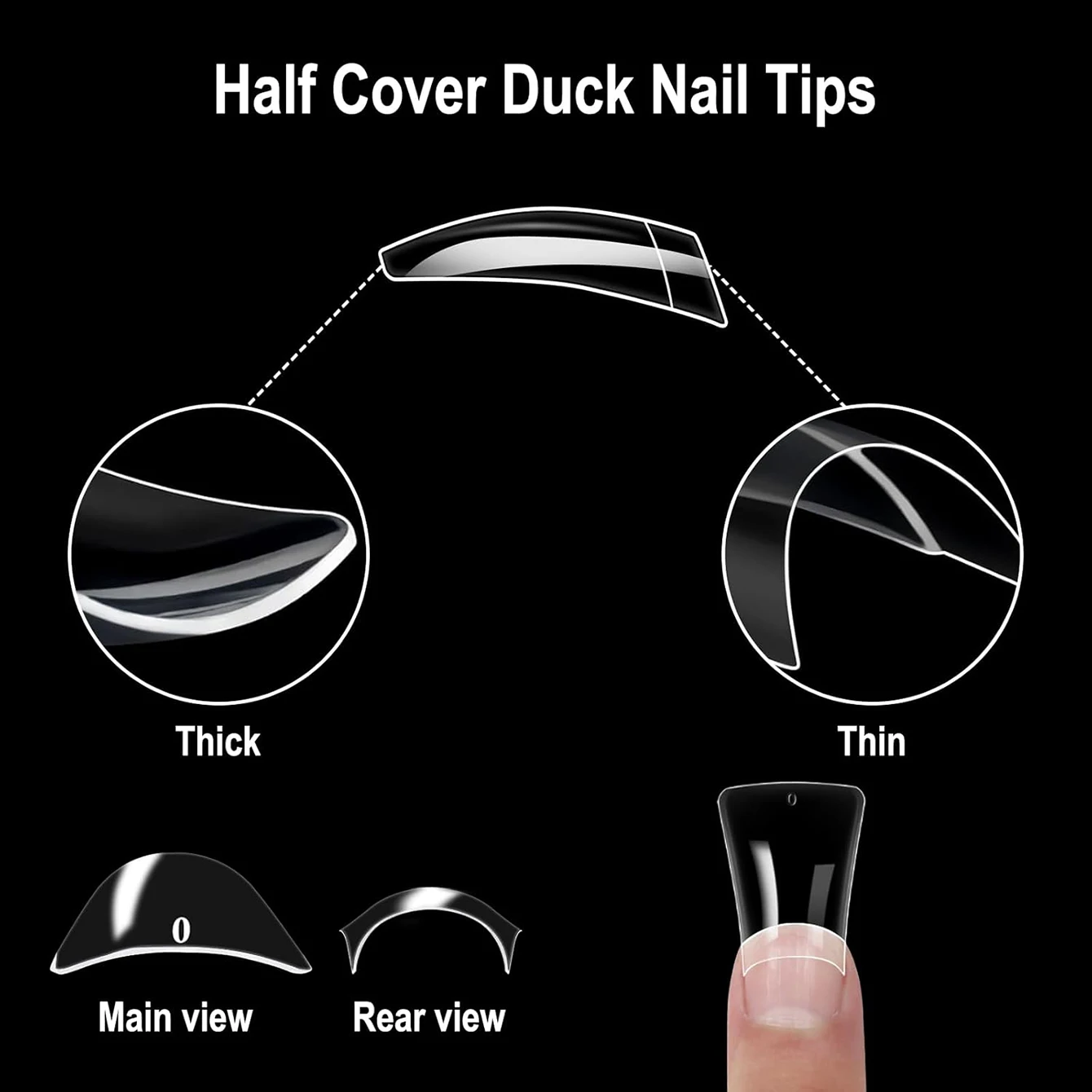 100 قطعة - مجموعة أظافر صناعية منقار البط، شخصية، جذابة، تبييض الأظافر مع أظافر صناعية قابلة للإزالة للمهرجانات والحفلات،