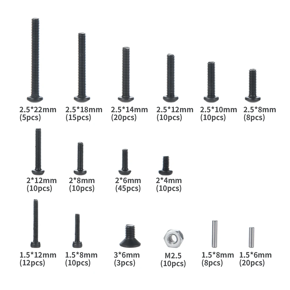 MIBIDAO M1.5 M2 M2.5 Screw Bolt Nut Assortment Kit Screws Pins Repair Tools Kit with Storage Box RC Car Repair Tools