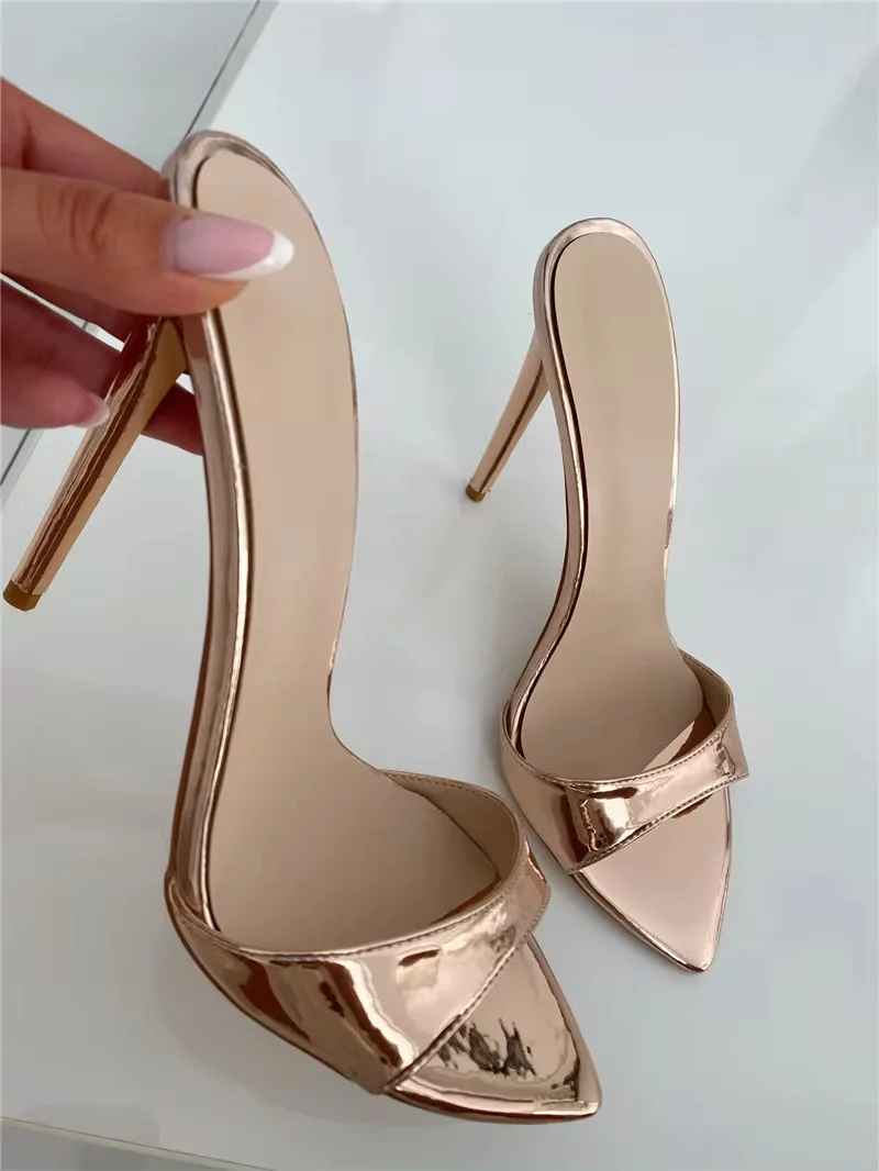 Onlymaker Women Peep Toe Mules Red Slip On Thin High Sandals Classic Big Size Sexy Stiletto Party Dress Heel Sandals