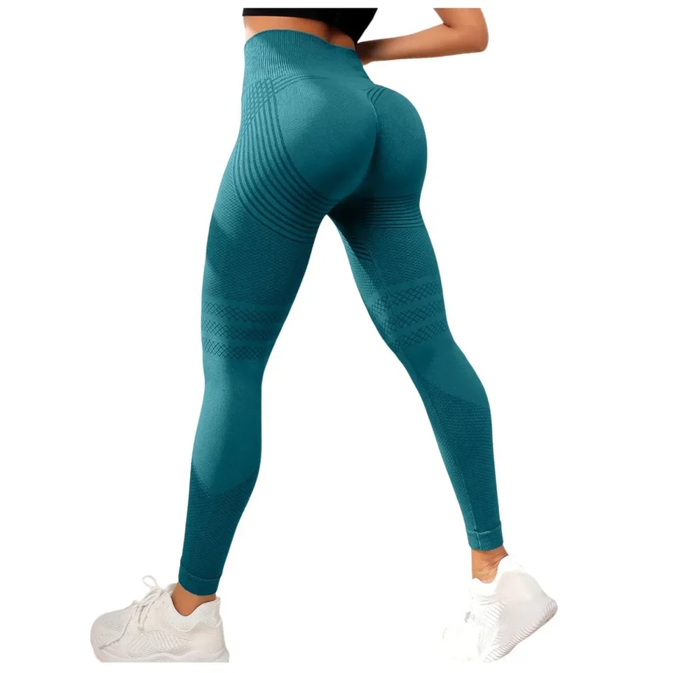 Women's Sports Pants with Sexy Lines Lifting Buttocks Sports Tight Pants High Waisted Elastic Fitness Pants Running Yoga Pants