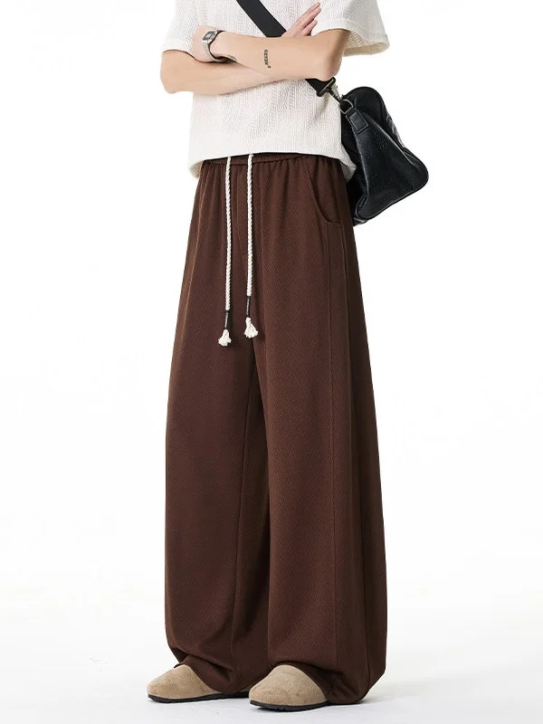 

TANGZ Studio Men's Wide Leg Pants Floral Embroidery Drapey Knife Casual Trousers American Sle Polyester Fiber