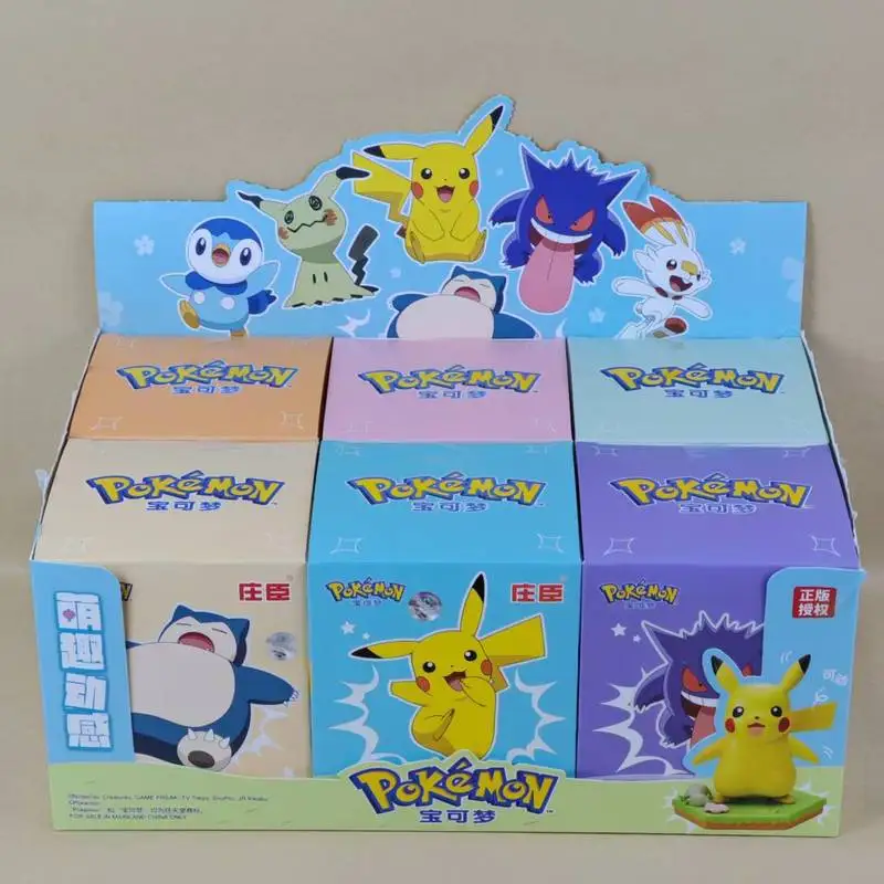 

Anime Pokemon Pikachu Figures Blind Box The Wind-Up Key On The Back Head Ears Hands And Feet Can Swing Left And Right Dolls Gift