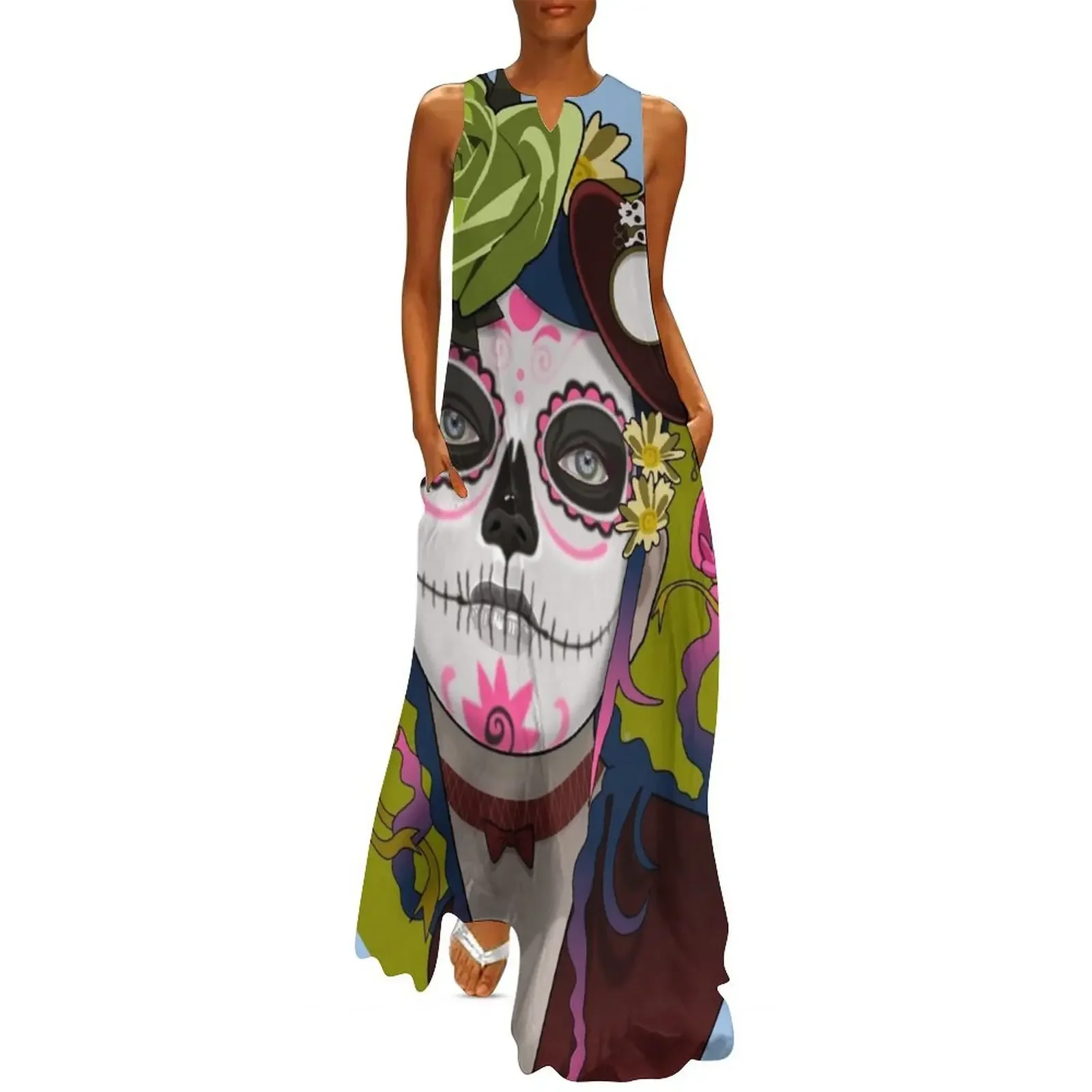 

Mexican Katrina Long Dress summer dress woman 2025 Long veiled dresses Dress