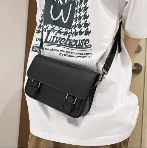 Vintage Messenger Bag for Man Black Pu Leather Casual Small Flap Phone Purse Male Crossbody Shoulder Strap Satchels 가방 men bag