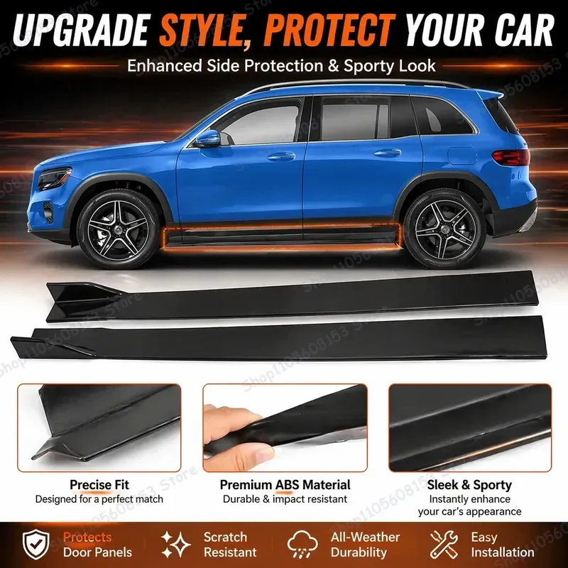 For Mercedes-Benz W205 W213 W222 X253 GLB GLC 2014-2020 Universal Side Skirt Kit 8PCS 2.2M Winglet Splitter Lip Spoiler