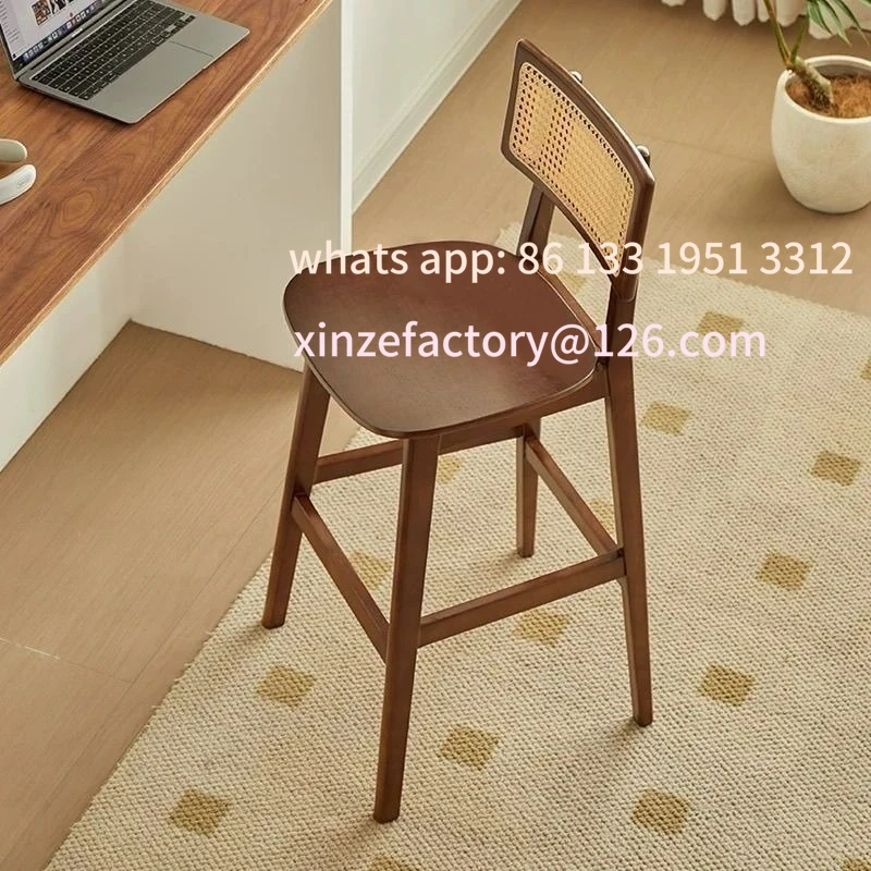 Customizable Solid Wood Bar Chair Home Light Luxury Nordic High Back Chair