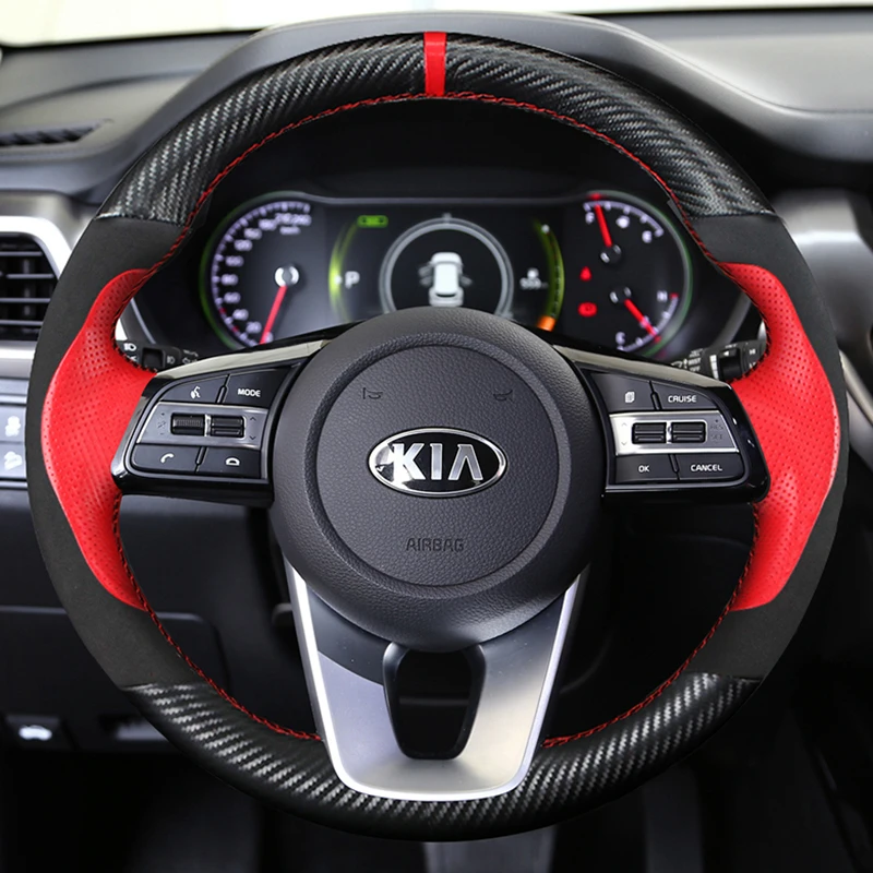 Custom DIY Car Steering Wheel Cover 100% Fit For Kia K5 Optima 2018 2019 Sportage 3 2019 Forte Ceed Cee\'d 2017 2018 2019