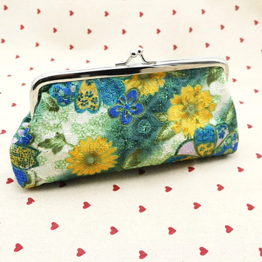 New Weave Cloth Embroidered Fabric Wallet Dacron Long Wallet Pocket Bag