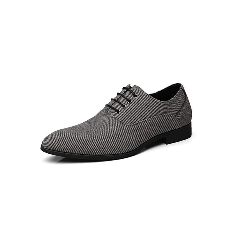 Dress Shoes Men Business Pointed Toe Canvas Dress Shoes Men gray Lace Up Oxfords Formal Man Shoes Casual Driving Shoes Loafers