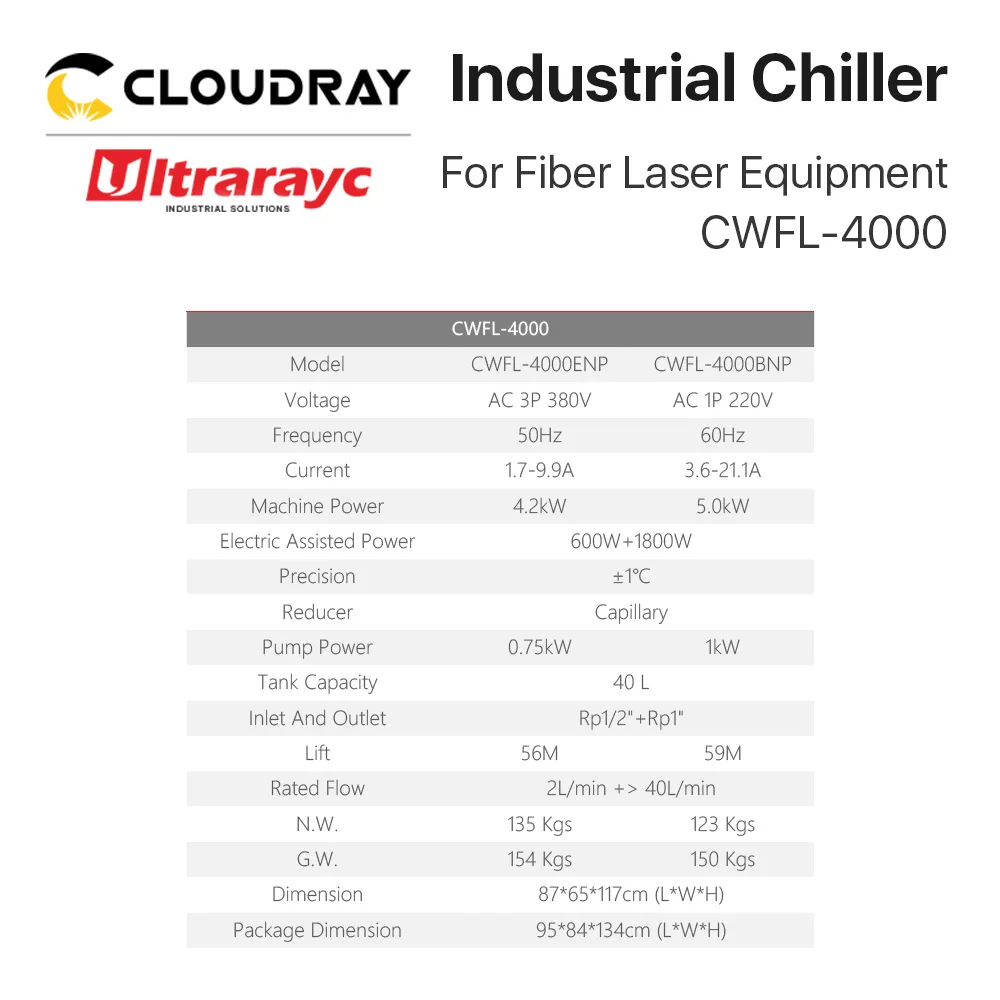 産業用空気水チラーレーザーカッター、ultrarayc s & ファイバーレーザー彫刻切断機用CWFL-4000シリーズ、CWFL-4000