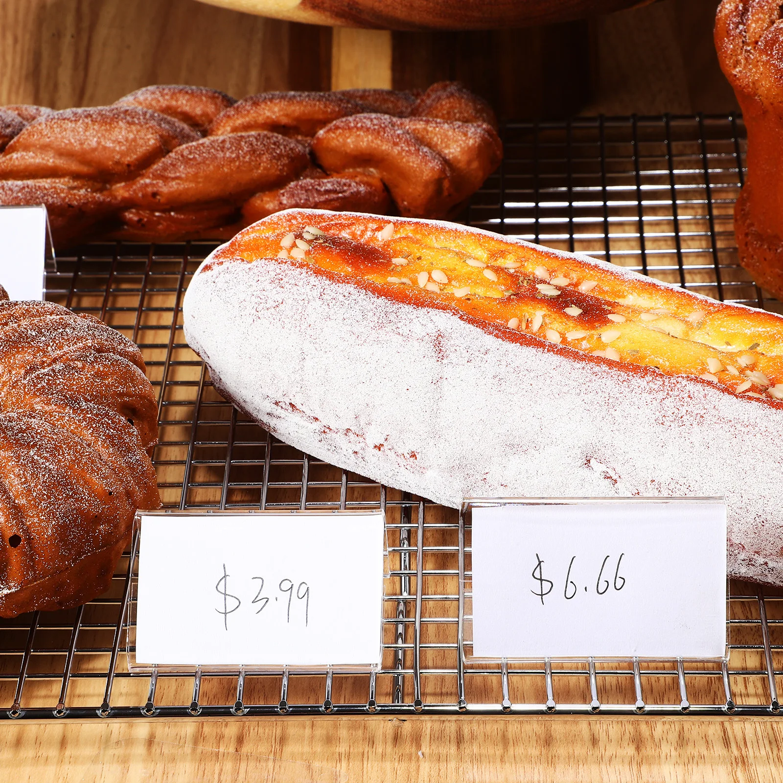 

40Pcs Versatile Acrylic Display Stand Card Holder Suitable for Various Sizes Market Stall Signage Stand Sign Holder