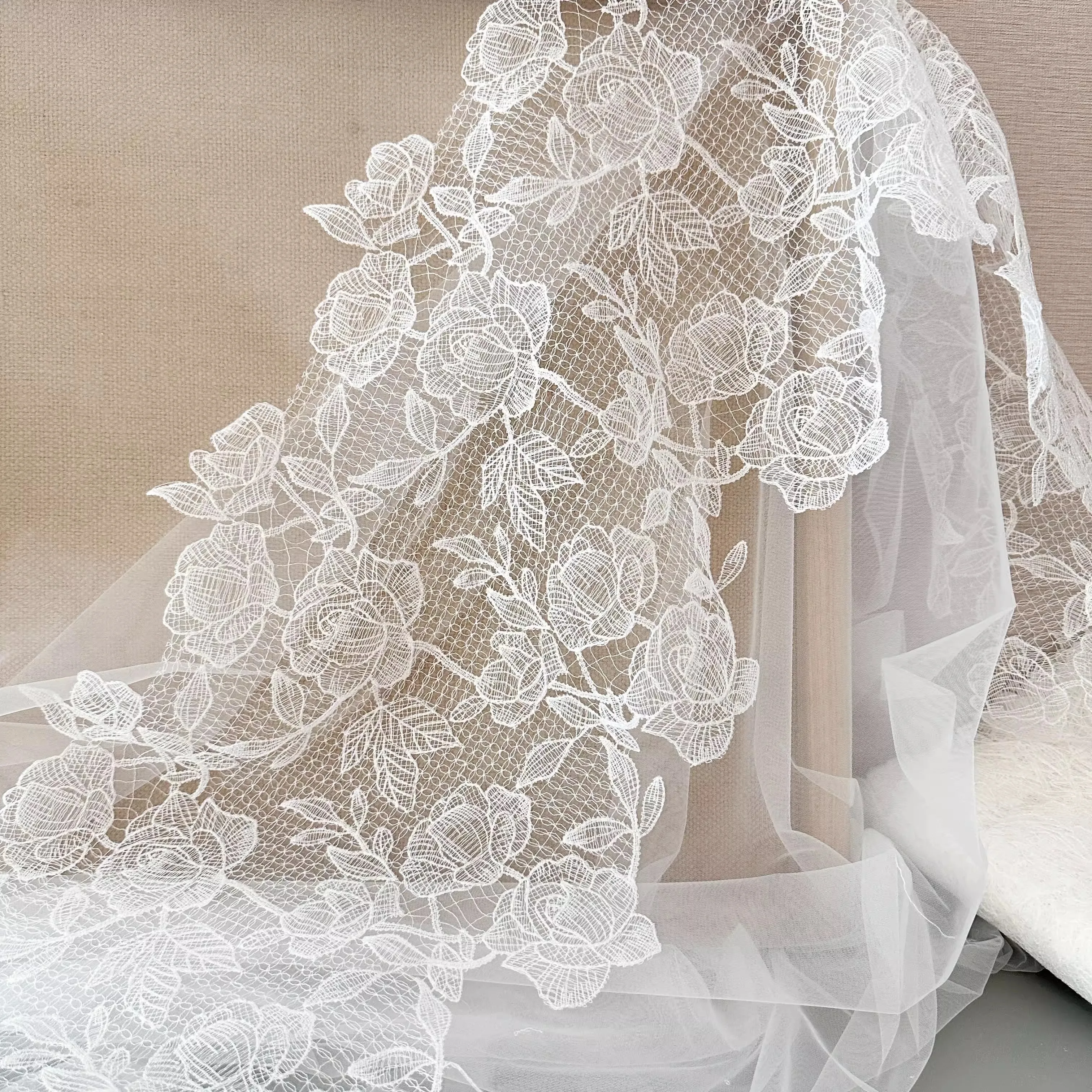 Exquisite day single fish silk thread hollow-out veil wedding dress Lace handmade diy accessories dress accessories