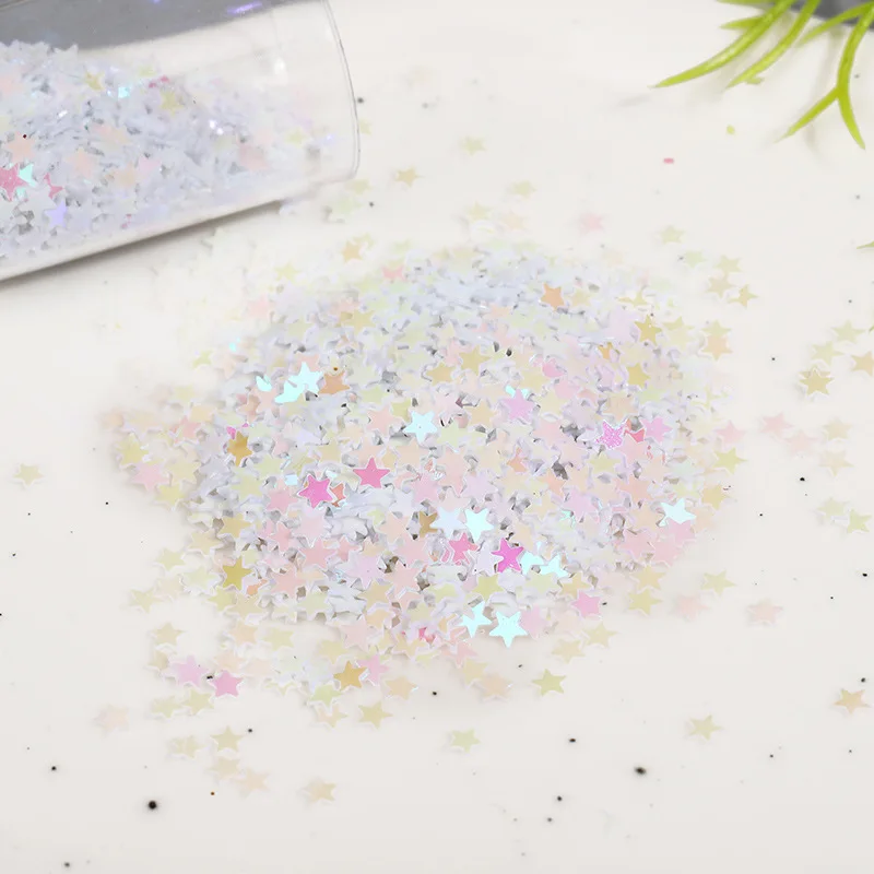 Ins New Nail Accessory Pentagram Glitter Glitter Powder Gold Onion Powder Slime Glitter Powder 1g Pack Handmade DIY