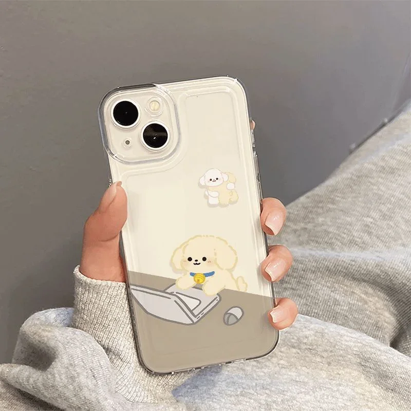 Rabbit Dog Cell Couple Phone Case For iPhone 16 15 11 12 14 13 Pro Max Mini XS Max XR SE 7 8 Plus Soft Animal Silicone Covers