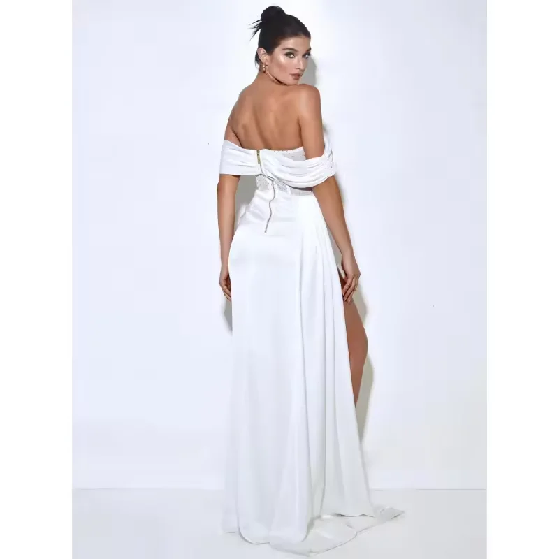 Robe de bal en Satin personnalisée, dos nu, manches courtes, Corset transparent, robe de soirée Cocktail, Sexy, fente latérale, robe de soirée formelle