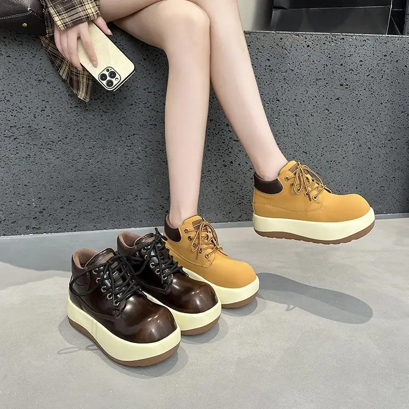 

Ugly Cute Large Head Boots Women's New Style Retro Thick Bottom Short Boots Casual Low Top Fashion Boots for Women