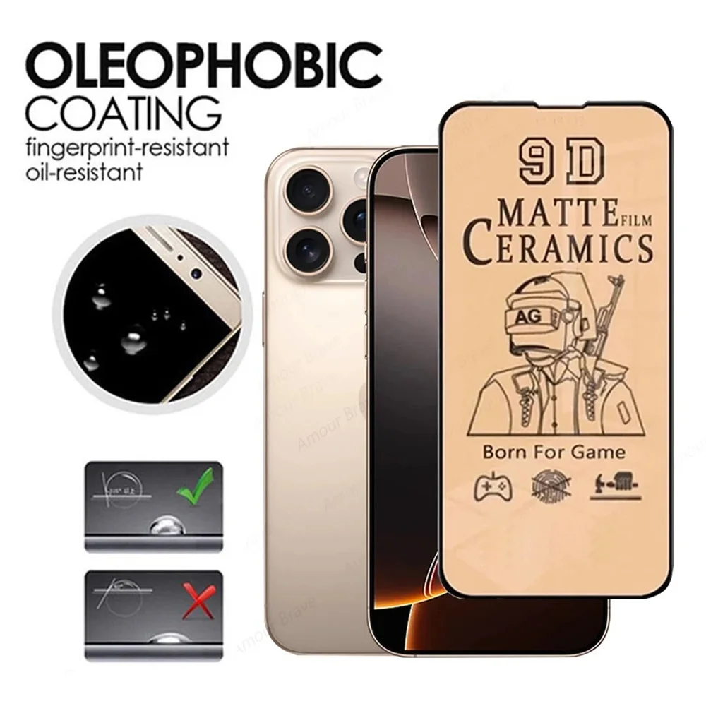 용 아이폰 17 16 15 14 13 Pro Max 세라믹 스크린 보호 필름, 아이폰 11 12 17 Pro용 무광 세라믹 필름 (유리 아님)