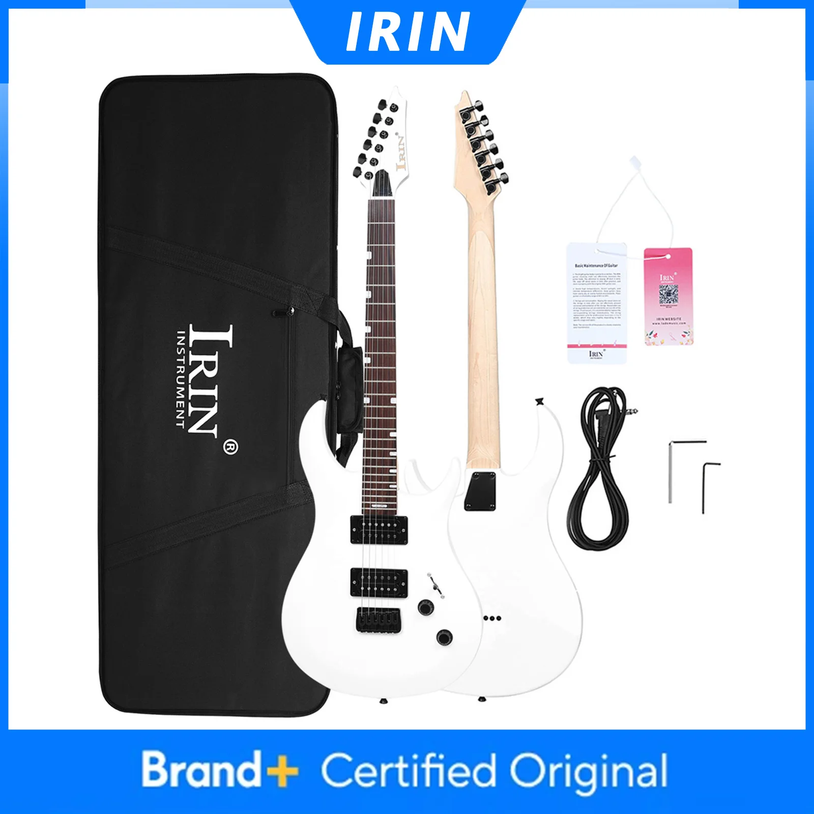 

IRIN R-370 6 Strings Electric Guitar 24 Frets Oguman Body Maple Neck Electric Guitarra with Case Wrench Connection Cable