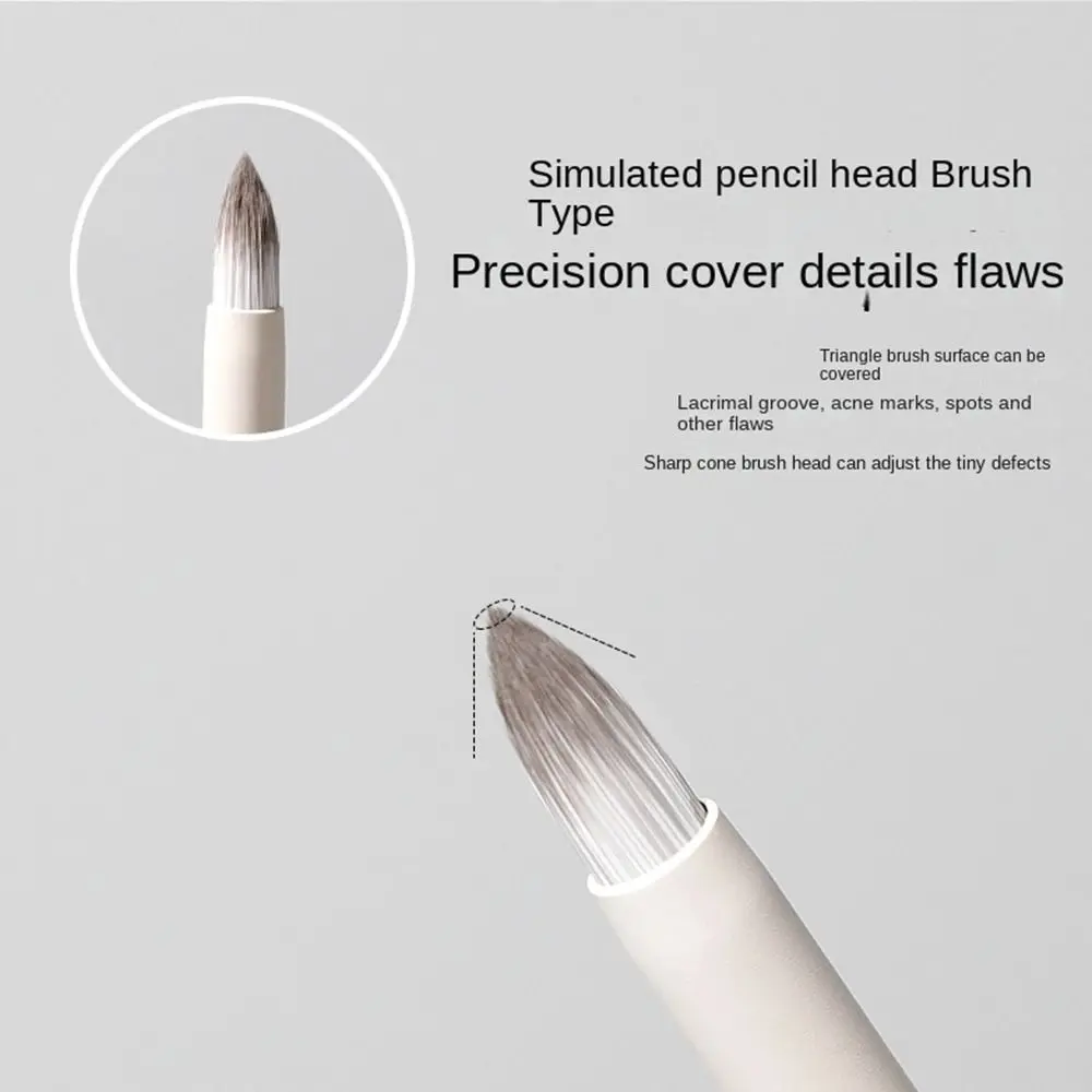 Round Head Pencil Tip Concealer Brush Wooden Handle Foundation Precision Concealer Makeup Brush Lacrimal Sulcus