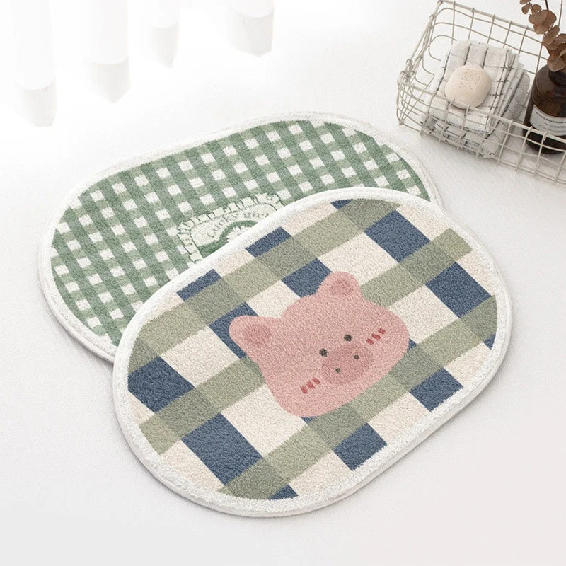 

Japanese And Korean INS Lattice Bedroom Floor Mats Entrance Bathroom Door Absorbent Mat Girl Bedroom Door Rug Bathroom Rug