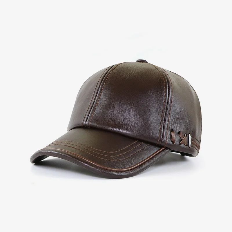 NEW Baseball Cap Casual Fashion Hat Autumn and Winter Plus Velvet Cap Leather Baseball Cap for Men Outdoor  Dad Hat