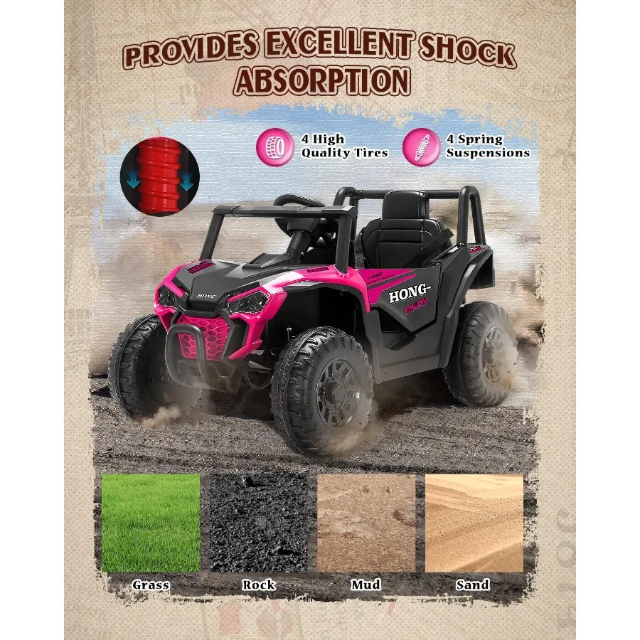 12v passeio no carro alimentado por bateria caminhão utv elétrico com controle remoto pai bluetooth música led luz 3 velocidades partida suave saf