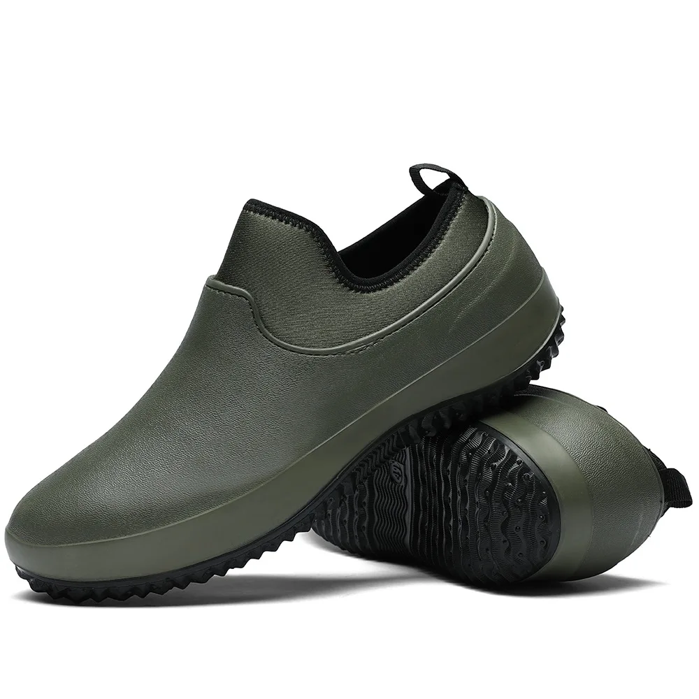 Men Slip‑on Waterproof Garden Shoes, Non‑Slip Rubber Work Shoes, Lightweight Durable Outdoor Farm Mud Rain Footwear