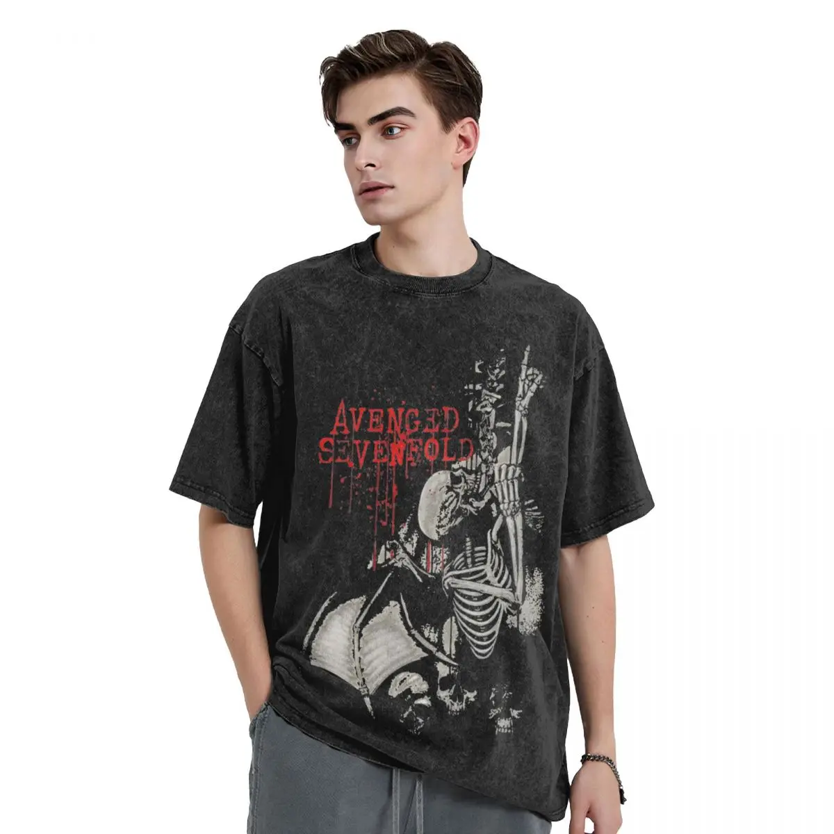 Avenged Sevenfold T Shirts Hip Hop Washed 100% Cotton Oversize T-Shirt Vintage Men Women Tops Streetwear Printed Tee Shirt