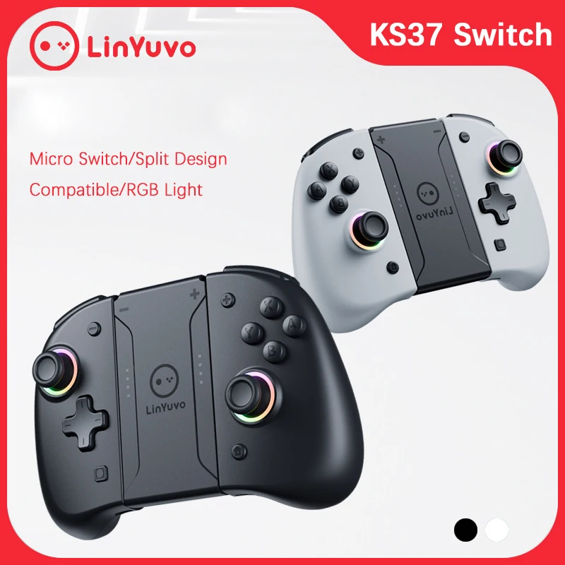 

LinYuvo KS37 Wireless Joycon For Nintendo Switch 7 LED Colors controller SWITCH OLED/LITE 6 Axis Gyro Portable Split Type JoyPad