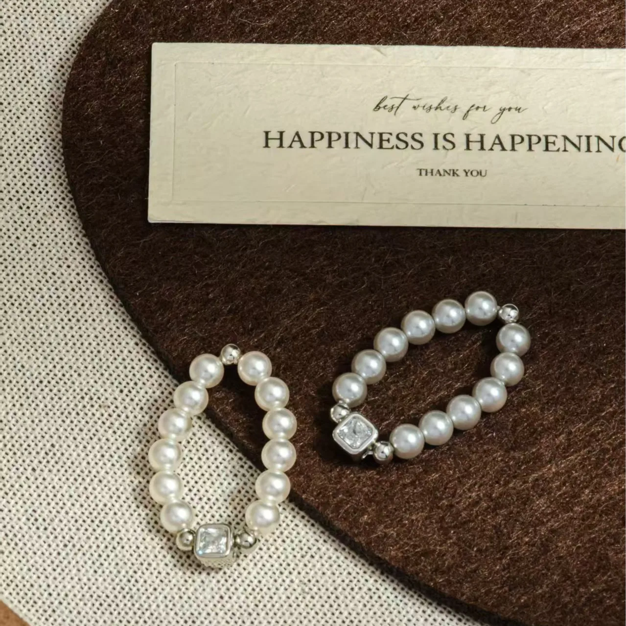 

【Gift Free】Minimalist Luxury Bubble Sugar Cube Ring Silver-Gray Pearl Elastic Band Ring Chic Designer Women Jewelry