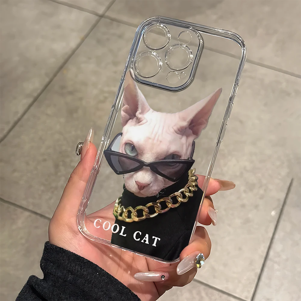 

Trendy Cool Cat Print Silicone Phone Case for IPhone 17 16 15 14 13 12 11 Pro Xs Max Air Mini 7 8 6 6s Plus SE 2020 2022 Cover