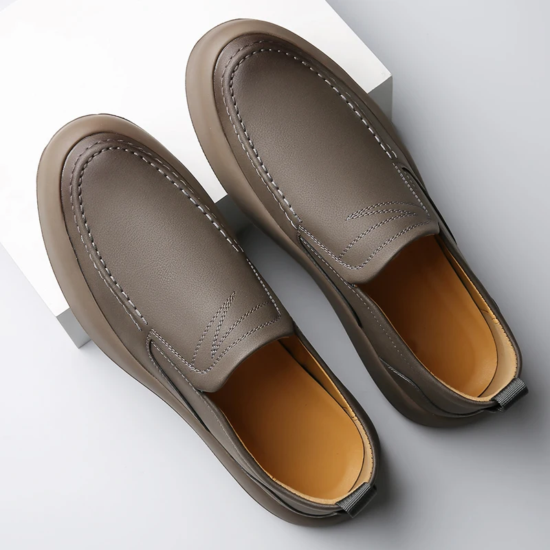 

Мужские лоферы на плоской подошве, увеличивающие рост, сшитая вручную уличная модная повседневная обувь