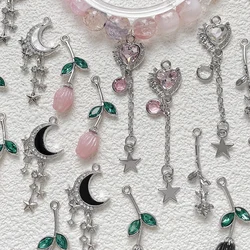 6pcs Ins Alloy Sweetheart Heart Fringe Rose Pendant Diy Handmade Jewelry Necklace Beaded Accessory Material Charms